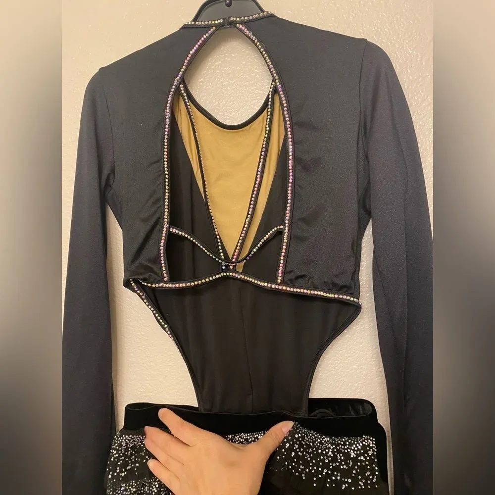 Weissman Elite dance costume solo black rhinestone My Head My Heart 14914 MA